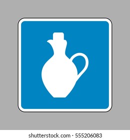 Amphora sign illustration. White icon on blue sign as background.