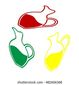 Amphora sign. Isometric style of red, green and yellow icon.