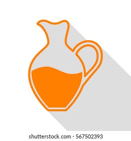 Amphora sign. Orange icon with flat style shadow path.