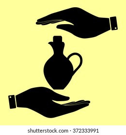 Amphora sign. Save or protect symbol by hands.