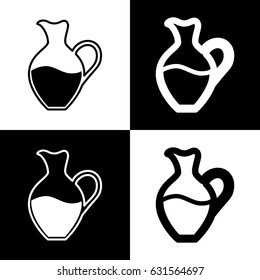Amphora sign. Vector. Black and white icons and line icon on chess board.