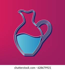 Amphora sign. Vector. Blue 3d printed icon on magenta background.