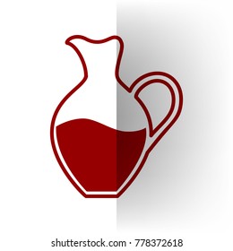 Amphora sign. Vector. Bordo icon on white bending paper background.