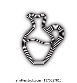 Amphora sign. Vector. Double contour black icon with soft shadow at white background. Isolated.