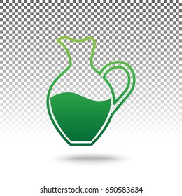 Amphora sign. Vector. Green gradient icon with shadow at bottom on transparent and white background.