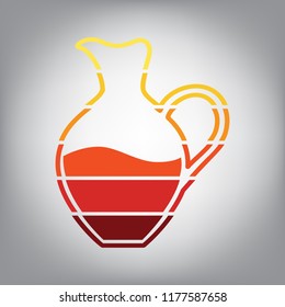 Amphora sign. Vector. Horizontally sliced icon with colors from sunny gradient in gray background.