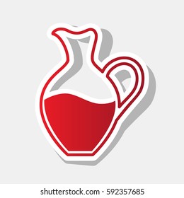 Amphora sign. Vector. New year reddish icon with outside stroke and gray shadow on light gray background.