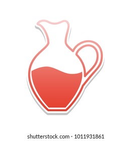 Amphora sign. Vector. Reddish icon with white and gray shadow on white background. Isolated.