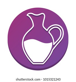 Amphora sign. Vector. White icon with flat shadow on purpureus circle at white background. Isolated.