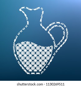 Amphora sign. Vector. White textured icon at lapis lazuli gradient background.