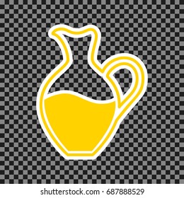Amphora sign. Vector. Yellow icon with white contour on dark transparent background.