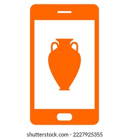 Amphora and smartphone on white