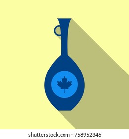 Amphora vase Dark clay vases, one lies the floor. Old traditional. Ancient decorative element. Ceramics accessory. Greek style. Vector with maple leaf