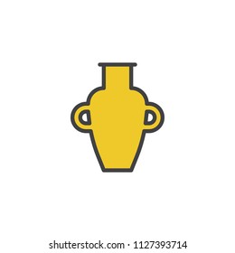 Amphora vase filled outline icon, line vector sign, linear colorful pictogram isolated on white. Egyptian amphora symbol, logo illustration. Pixel perfect vector graphics
