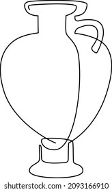 Amphora vase with a handle in the Greek style. Continuous line drawing. Vector illustration.