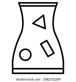 An amphora, a vase for the interior with geometric shapes. Ceramic urn. Pottery. Vector icon, outline, isolated.  Editable stroke.
