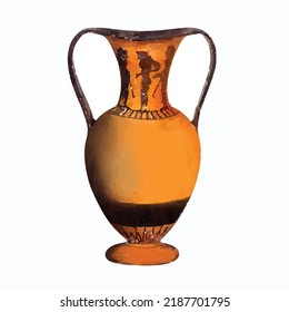 Amphora Vektorbild. Keramiktopf-Illustration. Alte Vase. Historische Ausstellung. Museumsausstellung. Griechisches Amphorabild. Aquarell. Videokunst für Logo, Dekoration und Design.