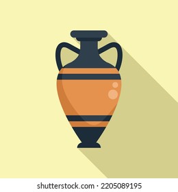 Amphora vessel icon flat vector. Ancient vase. Wine old