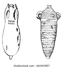 Amphorae, vintage engraved illustration. Magasin Pittoresque 1836.
