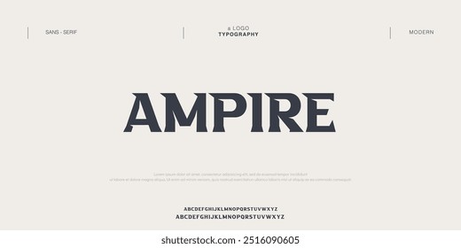 Ampire Modern abstract digital alphabet font. Minimal technology typography, Creative urban sport fashion futuristic font and with numbers. vector illustration