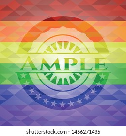 Ample emblem on mosaic background with the colors of the LGBT flag