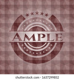 Ample red emblem or badge with abstract geometric polygonal pattern background. Seamless.