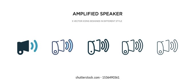 amplified speaker icon in different style vector illustration. two colored and black amplified speaker vector icons designed in filled, outline, line and stroke style can be used for web, mobile, ui