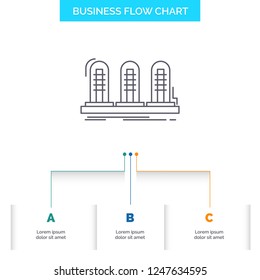 amplifier, analog, lamp, sound, tube Business Flow Chart Design with 3 Steps. Line Icon For Presentation Background Template Place for text