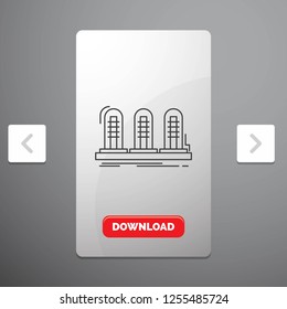 amplifier, analog, lamp, sound, tube Line Icon in Carousal Pagination Slider Design & Red Download Button