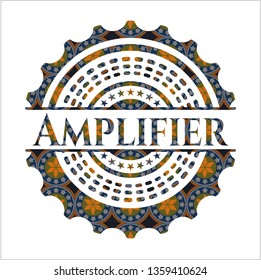 Amplifier arabic emblem background. Arabesque decoration.