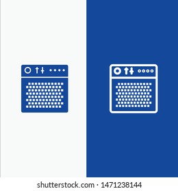 Amplifier, Audio, Device, Multimedia, Portable Line and Glyph Solid icon Blue banner Line and Glyph Solid icon Blue banner. Vector Icon Template background