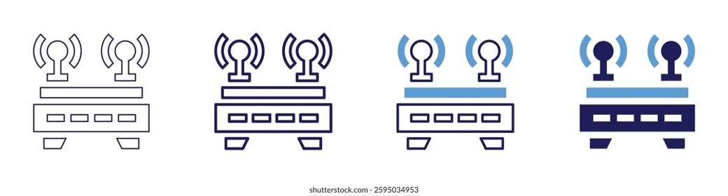 Amplifier device icon in 4 different styles. Thin Line, Line, Bold Line, Duotone. Duotone style. Editable stroke.