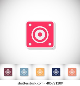 Amplifier. Flat sticker with shadow on white background. Vector illustration