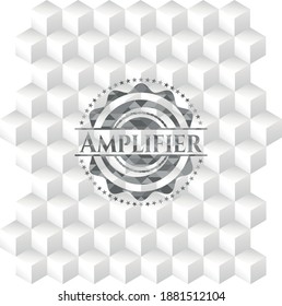 Amplifier grey icon or emblem with geometric cube white background. 