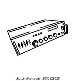 Amplifier for Party Equipment Device Hand Drawn Icon Set Vector.