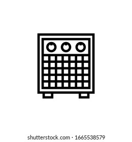 Amplifier vector icon in linear, outline icon isolated on white background