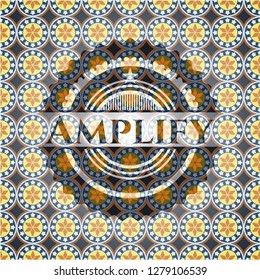 Amplify arabic style badge. Arabesque decoration.