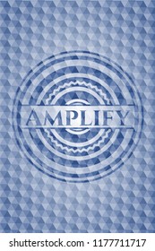 Amplify blue badge with geometric background.