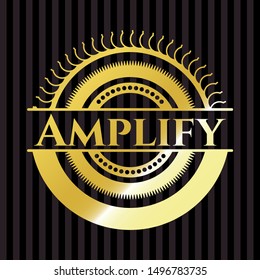 Amplify gold badge. Vector Illustration. Detailed.