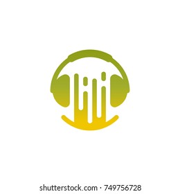 Amplify Headset Music Sound Wave Logo Vector Design