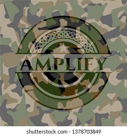 Amplify written on a camouflage texture