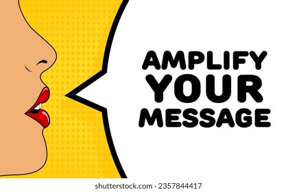 Amplify your message icon. Flat, color, talking lips, amplify message, female lips, amplify your message. Vector icon