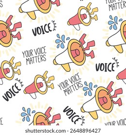 Amplify Your Voice Loud Megaphone Mania Pattern can be use for background, template, and apparel design