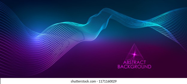 Amplitude Abstract Background with a colored dynamic waves. Abstract soundtrack wave energy background or digital music beat tracking technology color visualization vector illustration