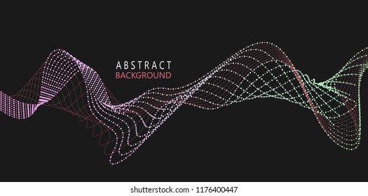 Amplitude Abstract Background with a colored dynamic waves, Bright abstract background with a dynamic waves. Line and particles. Illustration suitable for design. eps10