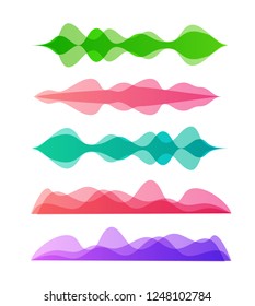 Amplitude Colorful Motion Waves. Abstract Equalizer Music Sound Voice Wave Vector Set. Digital Graph.