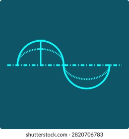 Amplitude Icon – Nested Wave Heights Measured from a Shared Equilibrium Line

A wave amplitude icon showing two waveforms of equal period but different heights, measured from a common centerline to illustrate amplitude as a distinct, independent property of a wave.