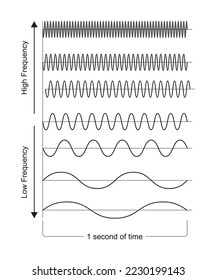 Amplitud, periodo, frecuencia y longitudes de onda variables de gráficos vectoriales