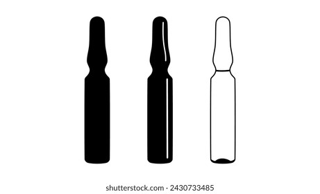 Ampoule emblem, black isolated silhouette