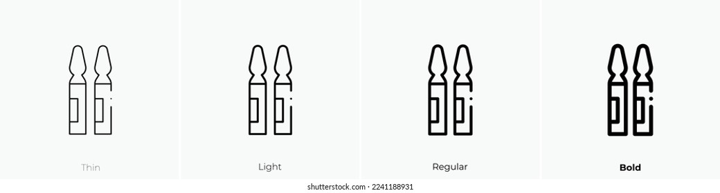 ampoule icon. Thin, Light Regular And Bold style design isolated on white background